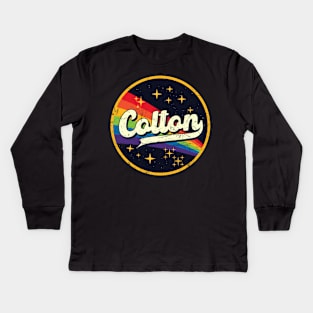 Colton // Rainbow In Space Vintage Grunge-Style Kids Long Sleeve T-Shirt